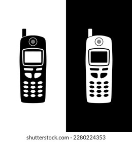 old phone, where the screen is small, lot of buttons, an antenna, the body is sturdy. but very useful in his time, a pioneer of communication tools which we know today, smartphone. great-grandfather