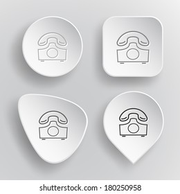 Old phone. White flat vector buttons on gray background.