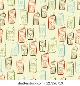 Old phones seamless vector background.