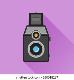 Old photo camera flat icon