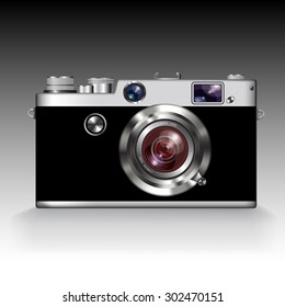 Old photo camera isolated on white. Vector illustration