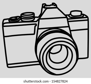 old photo camera on white background, vector illustration 