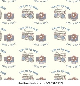Old photo cameras pattern. Vector hand drawn illustration.