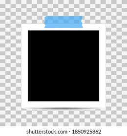 Old photo empty frame isolated on transparent background. Blank instant frame vector illustration, template card