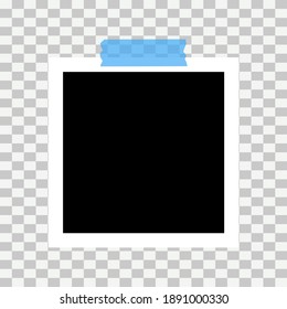 Old photo empty frame isolated on transparent background. Blank instant frame vector illustration, template card