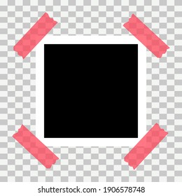 Old photo empty frame isolated on transparent background. Blank instant frame vector illustration, template card .