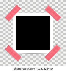 Old photo empty frame isolated on transparent background. Blank instant frame vector illustration, template card