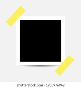 Old photo empty frame isolated on transparent background. Blank instant frame vector illustration, template card .