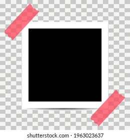 Old photo empty frame isolated on transparent background. Blank instant frame vector illustration, template card .