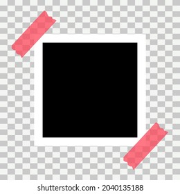 Old photo empty frame isolated on transparent background. Blank instant frame vector illustration, template card .