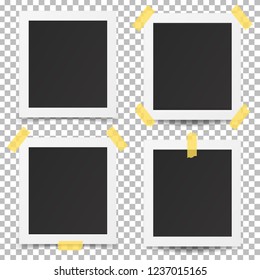 Old photo frames isolated on transparent background. Vector illustration. 