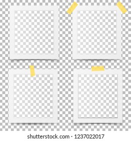Old photo frames isolated on transparent background. Vector illustration. 