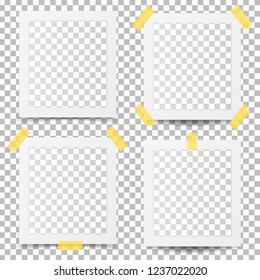 Old photo frames isolated on transparent background. Vector illustration. 