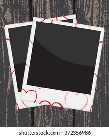Old photo frames.Photo frames isolated on wooden background.Vector illustration.