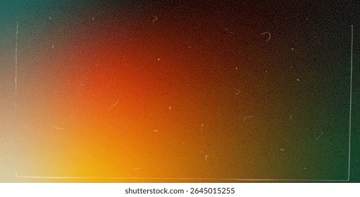 Old photo light leak overlay background with grainy gradient texture. Camera film retro blur filter with noise. Abstract lens flare effect . Retro vector poster with grain and smear spots and frame.