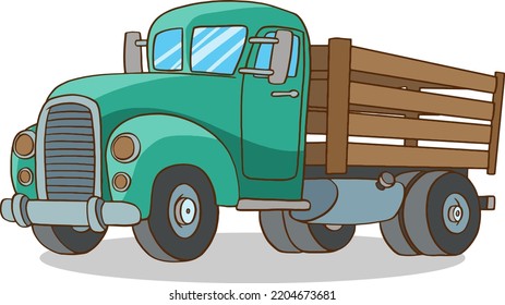 old pickup truck cartoon vector