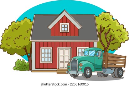 old pickup truck cartoon vector