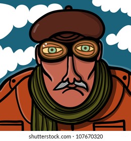 old pilot with aviator glasses and scarf