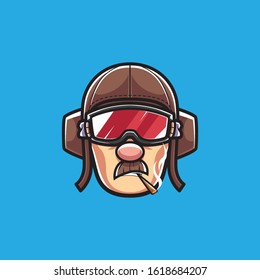Old Pilot Mascot Vector Logo