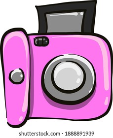 Old pink camera ,illustration,vector on white background