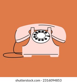 Vector de teléfono rosa antiguo. Ilustración vectorial.
