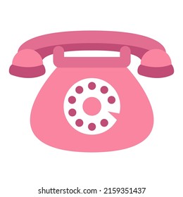 Vector de teléfono rosa antiguo. Concepto de los 90. Icono de teléfono retro aislado en un fondo blanco.