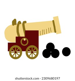 viejo cañón pirata. Ilustración en un estilo de caricatura plano.