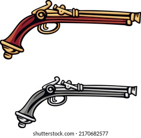 old Pirate guns, flat illustration