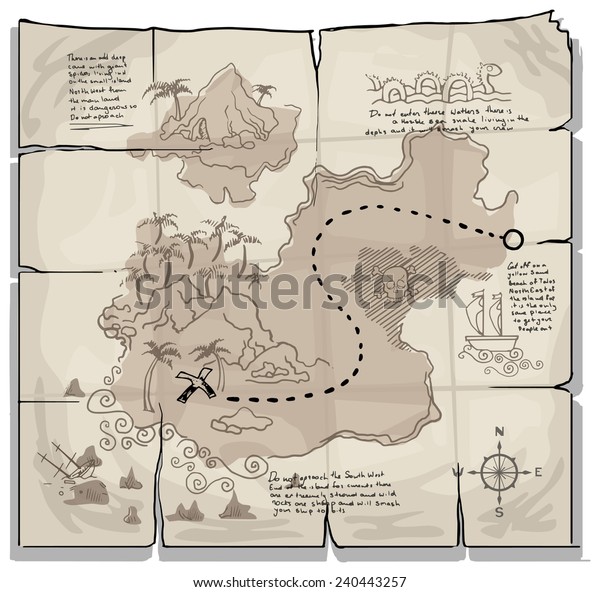 Old Pirate Map Vector Illustration Stock Vector (Royalty Free ...