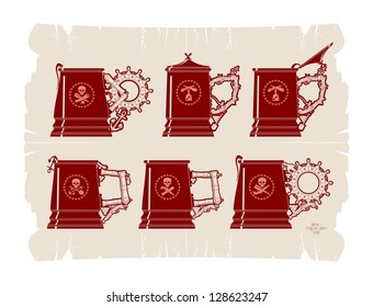 Old pirate mugs, vector