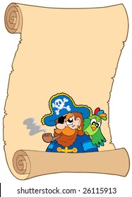 Old pirate scroll - vector illustration.
