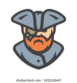 Old Pirate Vector Cartoon illustration.