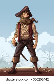 Old Pirate
Vector illustration of old beard pirate in standing pose.