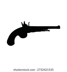 Diseño plano de Vector de icono de silueta de pistola antigua.