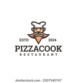 old pizza chef logo vector