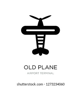 old plane icon vector on white background, old plane trendy filled icons from Airport terminal collection, old plane simple element illustration