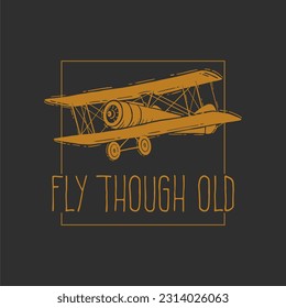 old plane illustration hand drawn vintage vector for t shirt and apparel. illustration old plane vector retro for apparel