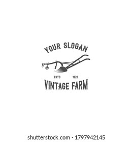 old plough emblem silhouette logo vector