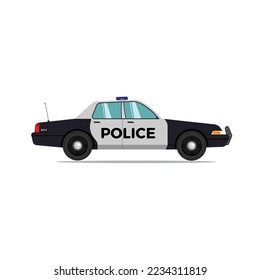 Old police car flat illustration