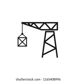 Old Port Crane Silhouette Icon. Clipart Image Isolated On White Background