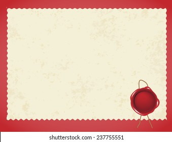 Old post card with red seal wax vector