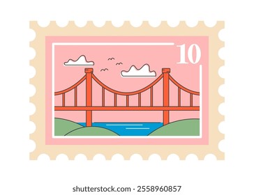 Old post stamps with attractions