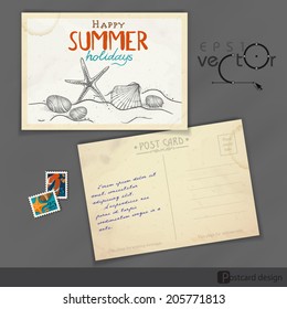 Old Postcard Design, Template. Vector Illustration. Eps 10
