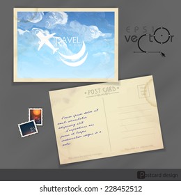 Old Postcard Design, Template. Vector Illustration. Eps 10