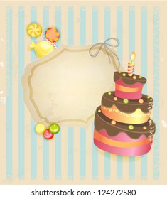 old postcards of cake with a candle