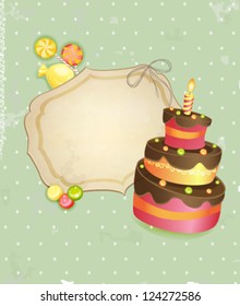 old postcards of cake with a candle