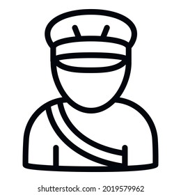 Old postman icon. Outline old postman vector icon for web design isolated on white background