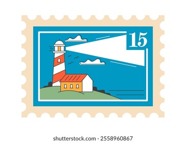 Old postmark with beacon vector illustration