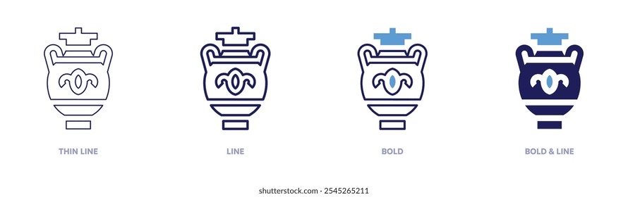 Old pottery icon in 4 different styles. Thin Line, Line, Bold, and Bold Line. Duotone style. Editable stroke.