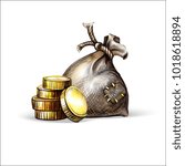 old pouches of fabric money gold coins old illustration vector

